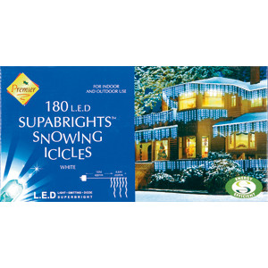 180 LED White Supabrights Snowing Icicles
