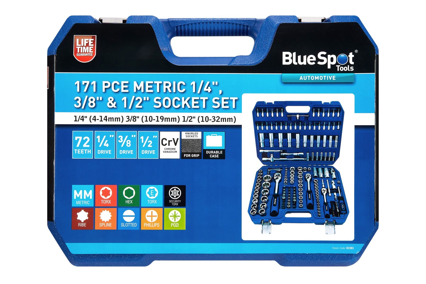 BlueSpot 01581 Metric Socket Set 171 PCE
