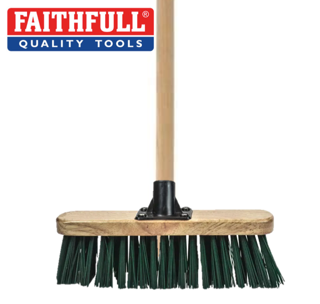 Stiff Green Broom Head + Handle 300mm (12in)