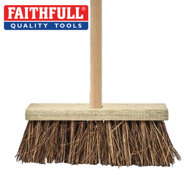 Stiff Bassine / Cane Flat Broom Head + Handle 325mm (13in)