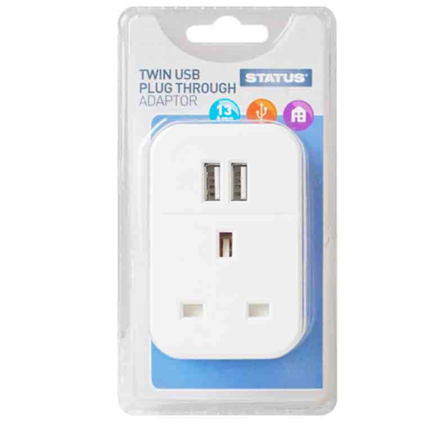 Status 2 x USB Plug Through Adaptor 2100mA