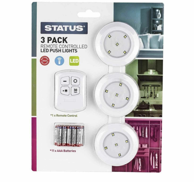 Status Remote Controlled LED Push Lights 3 Pack