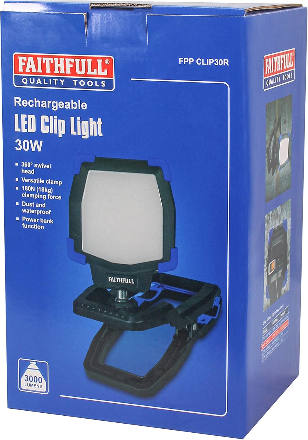 Faithfull Rechargeable Clip Work Light 30W LED