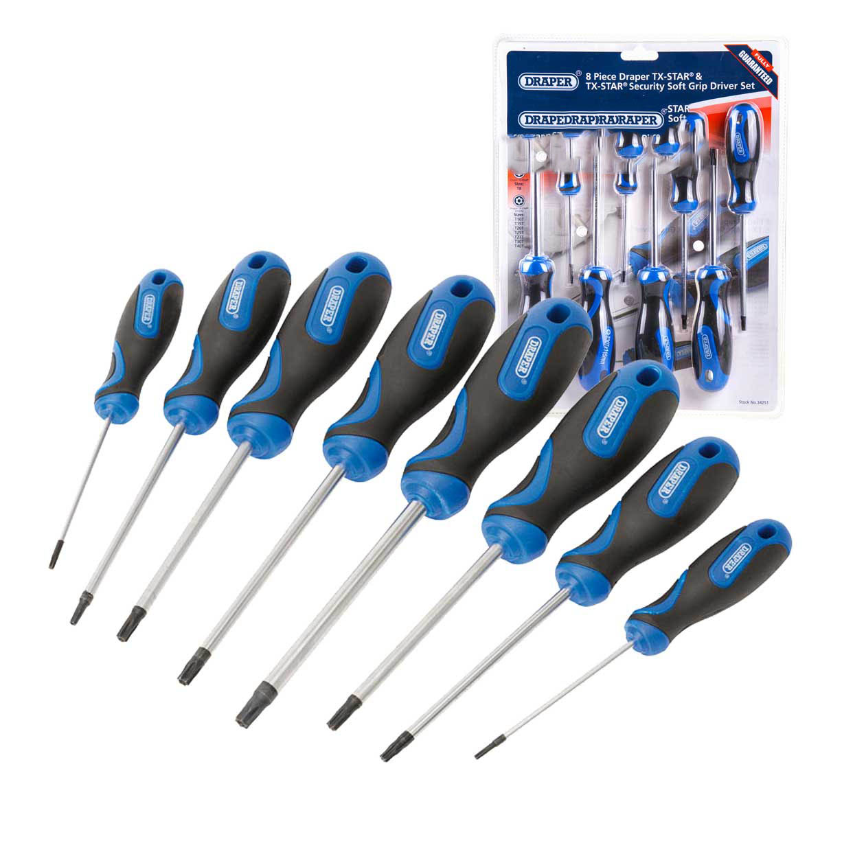 Draper 34251 TX-Star Screwdriver with Soft Grip Handle 8-Piece Set