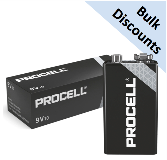 Duracell Procell 9 Volt Batteries box 10