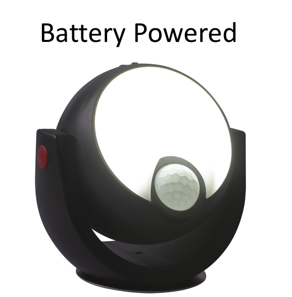 Battery or USB Powered Motion Sensor Light with 350 Deg Rotation - Magnetic and Permanent Fixing