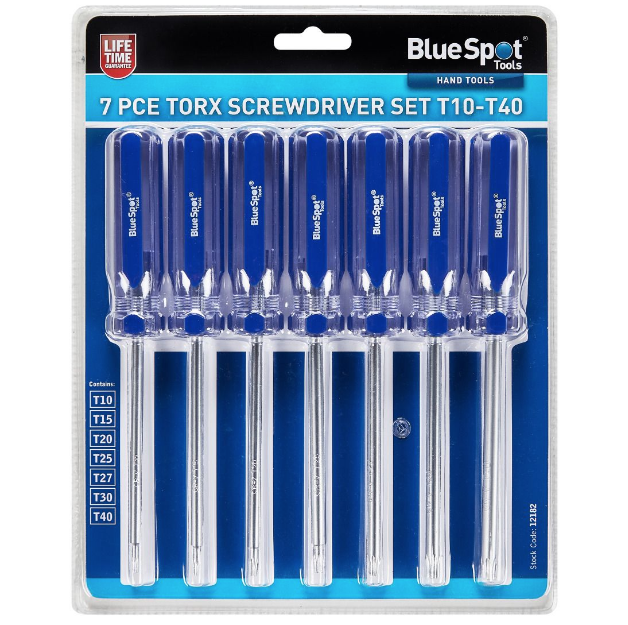 Bluespot 12182 7pce torx screwdriver set T10-T40