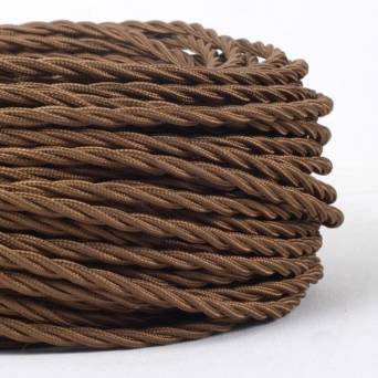 3 Core Brown Antique Twisted Braided Lamp Flex