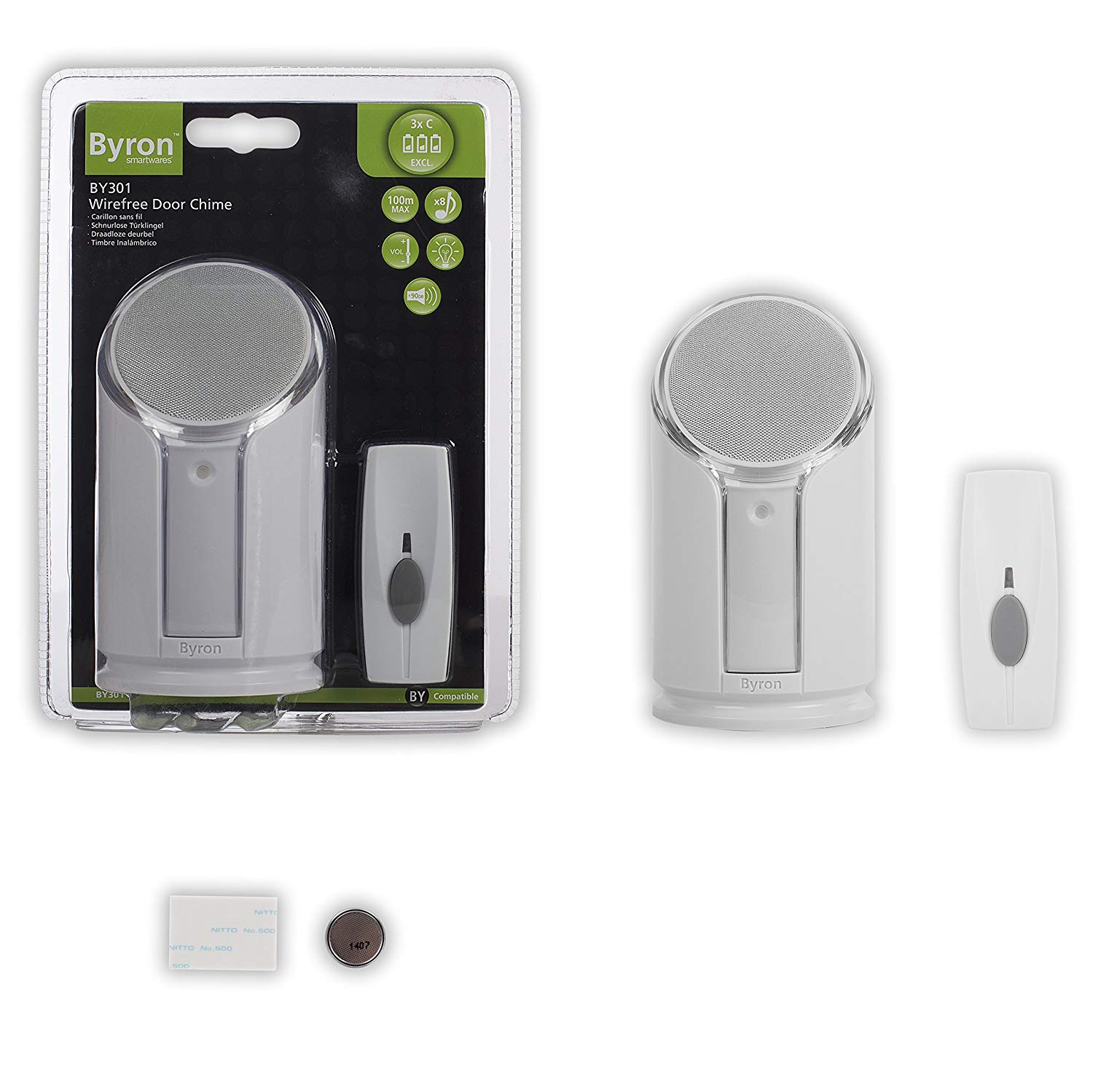 Byron Sentry BY301 100m Extra Loud Wireless Door Chime Kit with Strobe