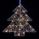 Flat Silver Christmas Tree Decoration Warm White LED - Battery Operated