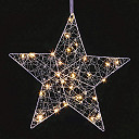 Flat Silver Christmas Star Decoration Warm White LED - Battery Operated