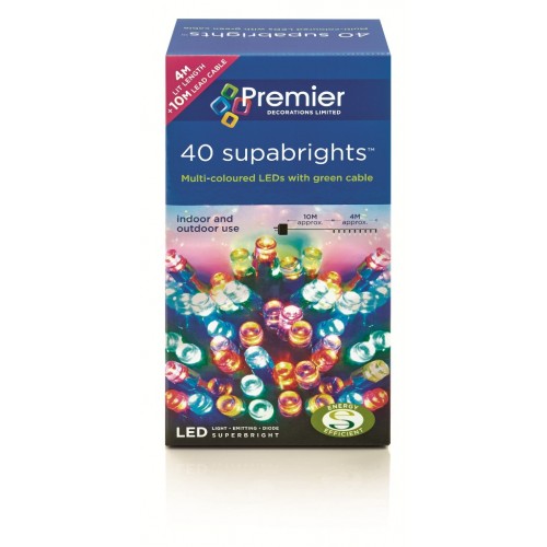 40 Multi Coloured LED Supabright Christmas Lights
