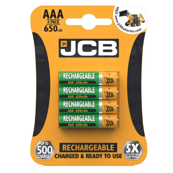 JCB AAA 650mAh Rechargeable 4 Pack