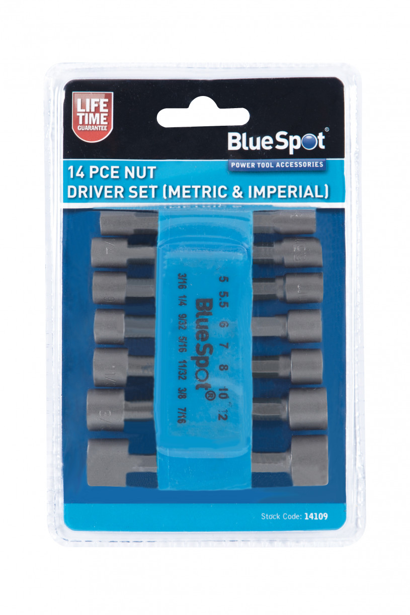 BlueSpot 14109 14 PCE Nut Driver Set (Metric & Imperial)