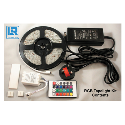 5m RGB LED Tape Light Kit with 12Volt PSU