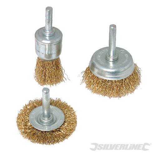 Silverline 985332 3pc Rotary Wire Brush Set 3pc