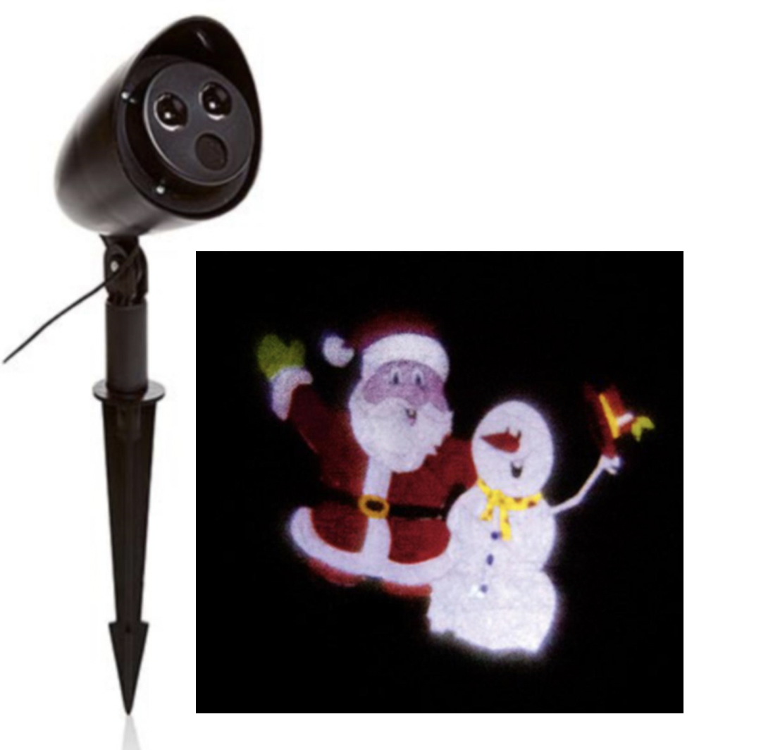 31cm Animated Colour Projector Santa and Snowman