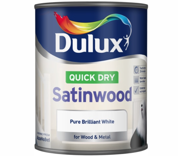 Quick Dry Satinwood Paint Pure Brilliant White 750ml