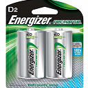 Energizer 2500 mAh Rechargeable D Batteries - 2 Pack.