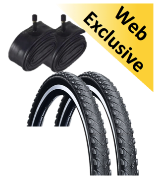 Tyre & Tube Set - 2x Oxford Ranger 26 X 1.75 MTB Road Tyres + 2x S/V Tubes