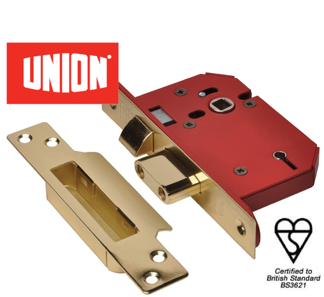 Union StrongBOLT BS3621 5 Lever Mortice Sashlock Satin Brass 68mm 2.5in