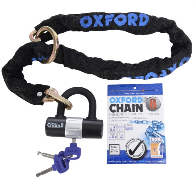 Oxford LK140 Chain 8 Sold Secure Lock 1m x 8mm