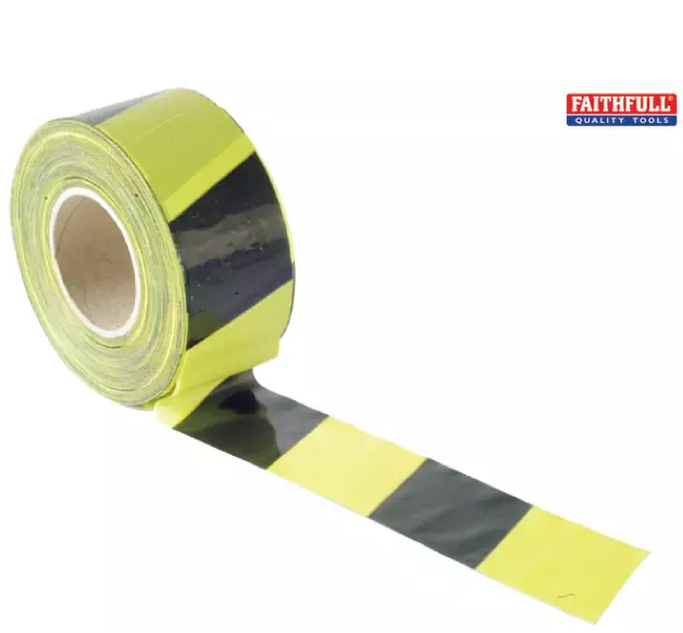 Barrier Tape 70mm x 500m Black & Yellow