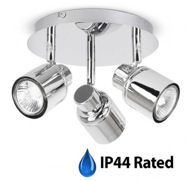 Minisun Benton IP44 3 Way Round Plate Spotlight Chrome