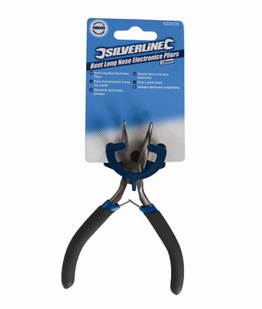 Silverline 633579 125mm Bent Long Nose Electronics Pliers