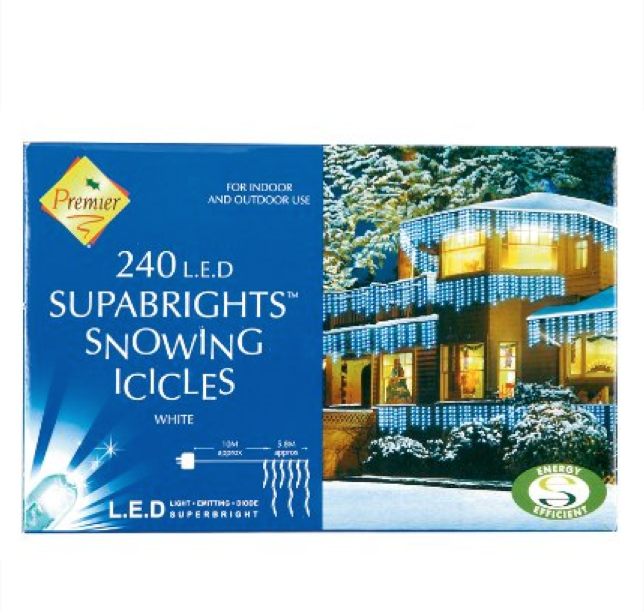 240 LED Snowing Icicles - Premier Christmas Lights LV062392W