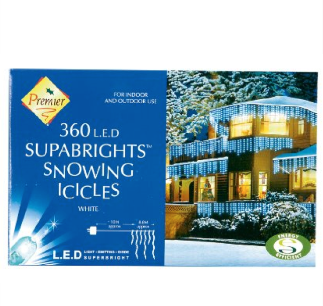 360 LED Snowing Icicles - Premier Christmas Lights LV062394W