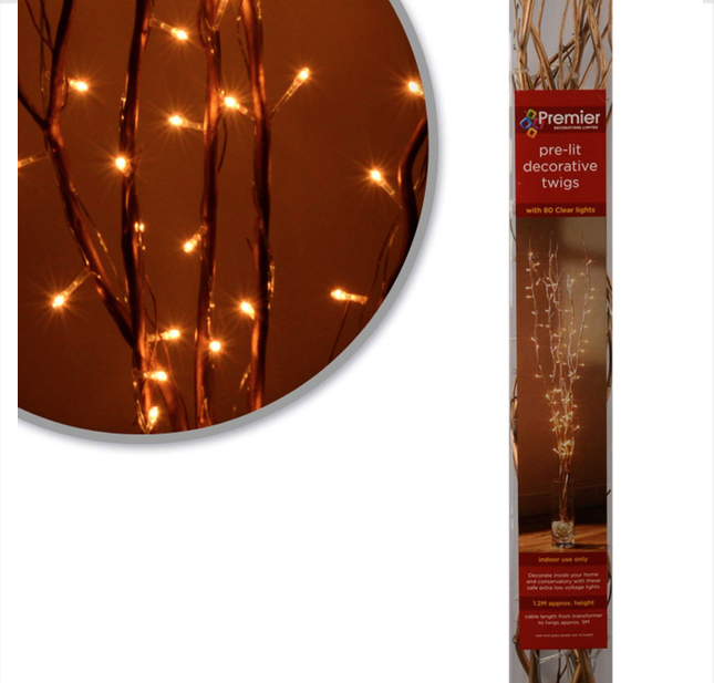 1.2M Gold Twig with 80 Warm White LED's