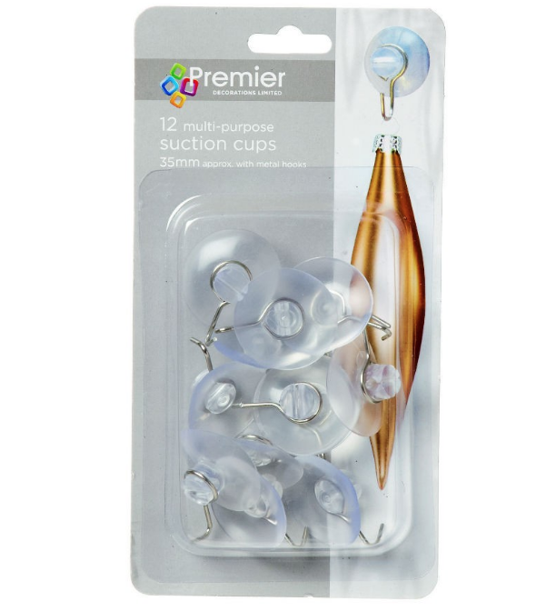 Premier Multi-Purpose Suction Cups with Hooks - 12 pack AC03089