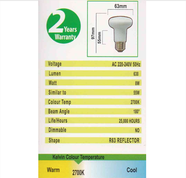 R63 ES Reflector Lamp 8W LED