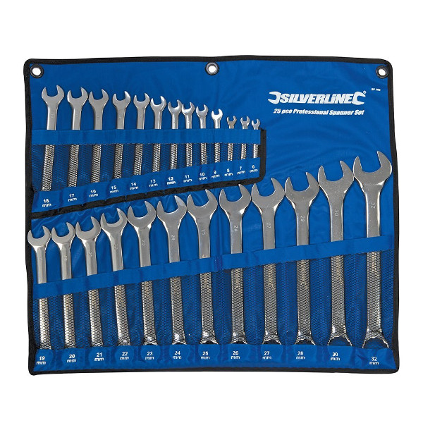 Silverline SP100 Combination Spanner Set 6-32 mm - 25 Pieces