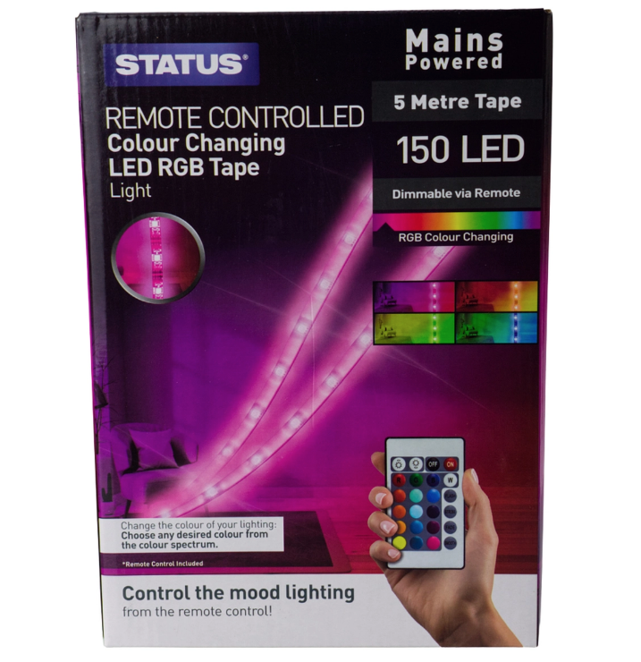 Status 5 Metre Colour Changing LED RGB Tape - Remote Controlled